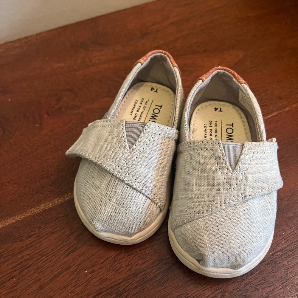 Toms Gray Baby Shoe with Velcro Strap